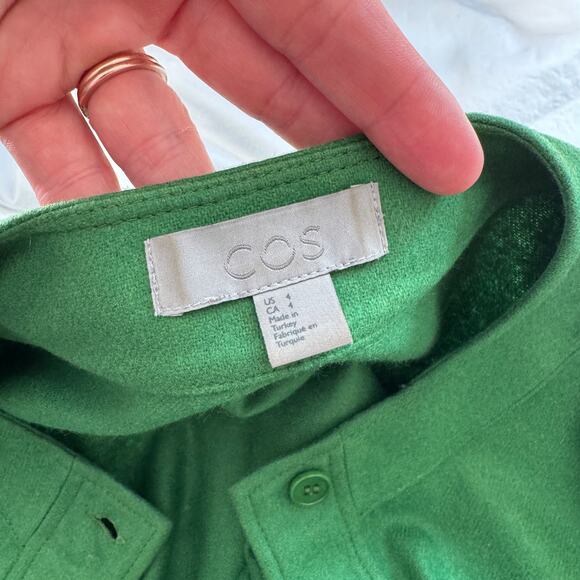 COS Green Wool Cashmere Flannel Longline Jacket Size 4 XS/S - Picture 5 of 7